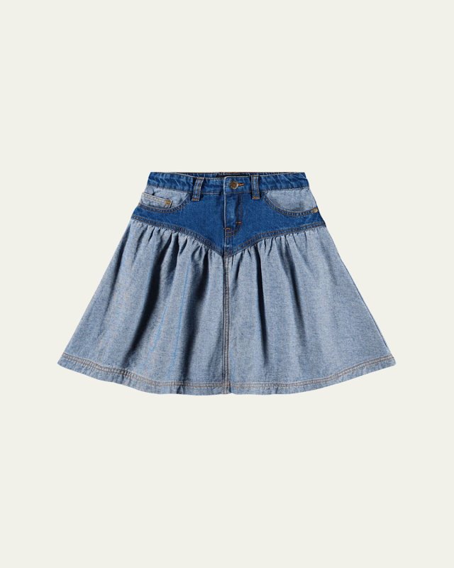 Girl's Becca Two-Tone Denim Mini Skirt, Size 7-16